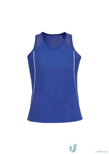 Blue athletic tank top from Ladies Razor Singlet SG407L Biz Collection ladies razor