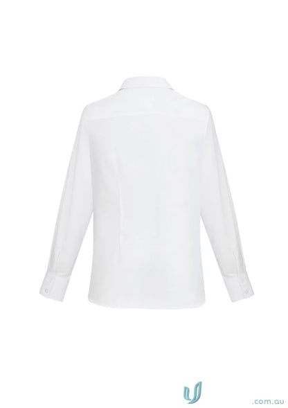 Ladies Regent Cotton LS Shirt with subtle herringbone weave in advanced performance fabric