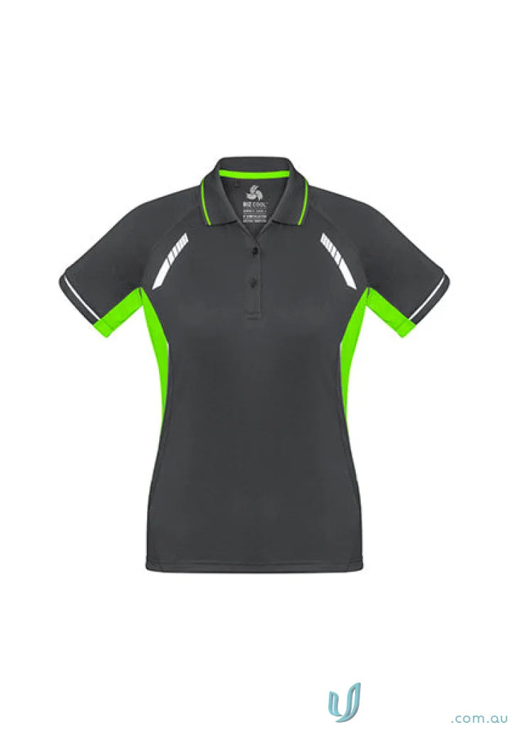 Gray and green Ladies Renegade Polo from Biz Collection P700LS Biz