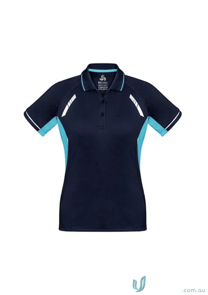 Ladies Renegade Polo in Navy and Turquoise from Biz Collection P700LS Biz