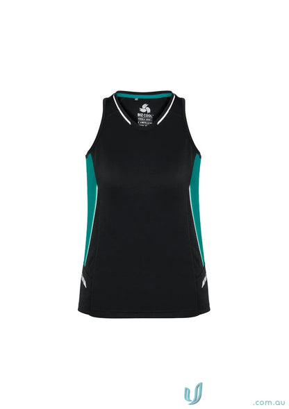 Ladies Renegade Singlet with black teal color and silver reflective trims