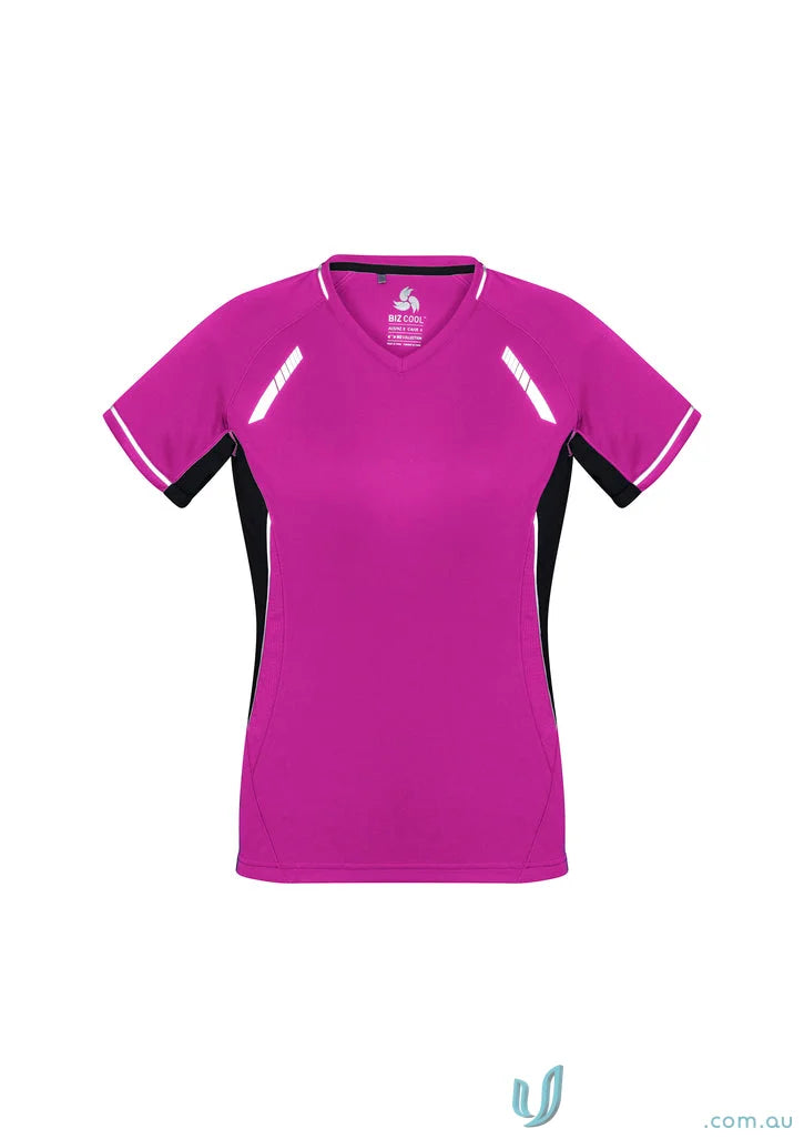 Magenta and black Ladies Renegade Tee from Biz Collection Ladies, short sleeve athletic top