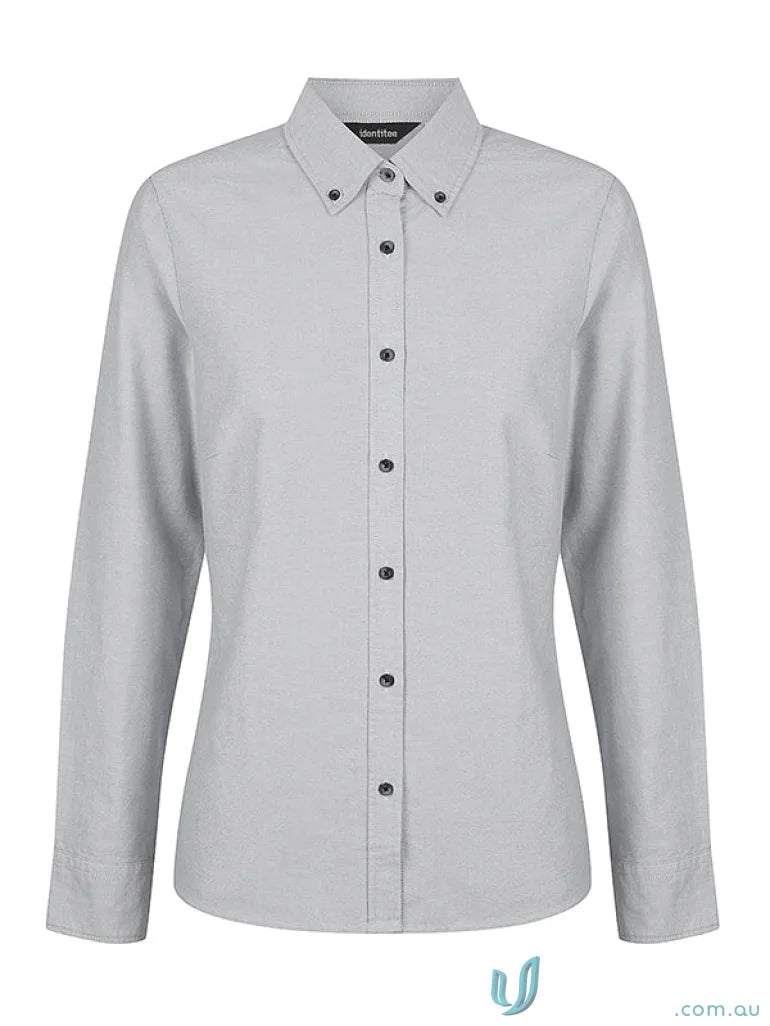 Ladies Reuben long sleeve shirt in gray, perfect for a stylish casual look