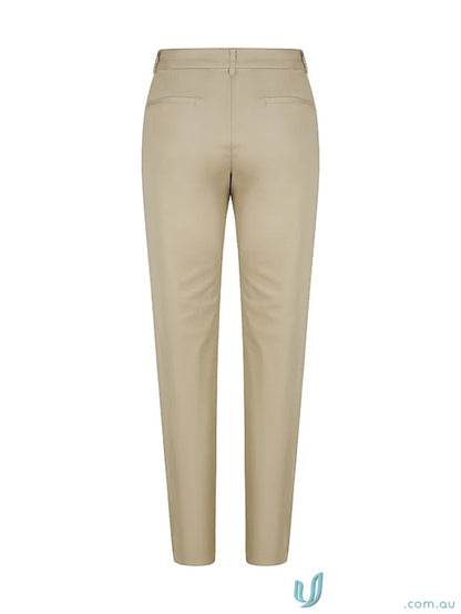 Beige straight-leg Ladies Riley Chino Pant displayed for a stylish look
