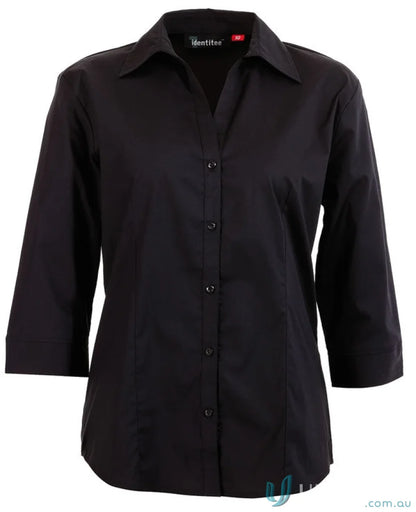 Black ladies rodeo 3Qtr sleeve shirt with classic collar for a stylish look