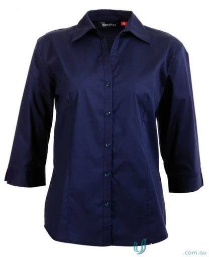 Navy blue Ladies Rodeo 3Qtr Sleeve Shirt with collar and front buttons for women