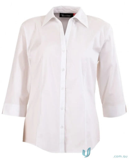 Ladies Rodeo 3Qtr Sleeve Shirt in white with stylish three-quarter sleeves