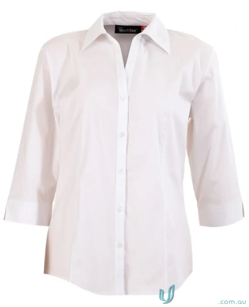 Ladies Rodeo 3Qtr Sleeve Shirt in white with stylish three-quarter sleeves