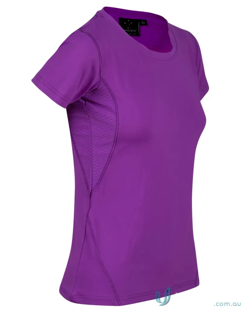 Vibrant purple Ladies Rotator Sports Tee with cooldry® functions and breathable mesh for uniforms
