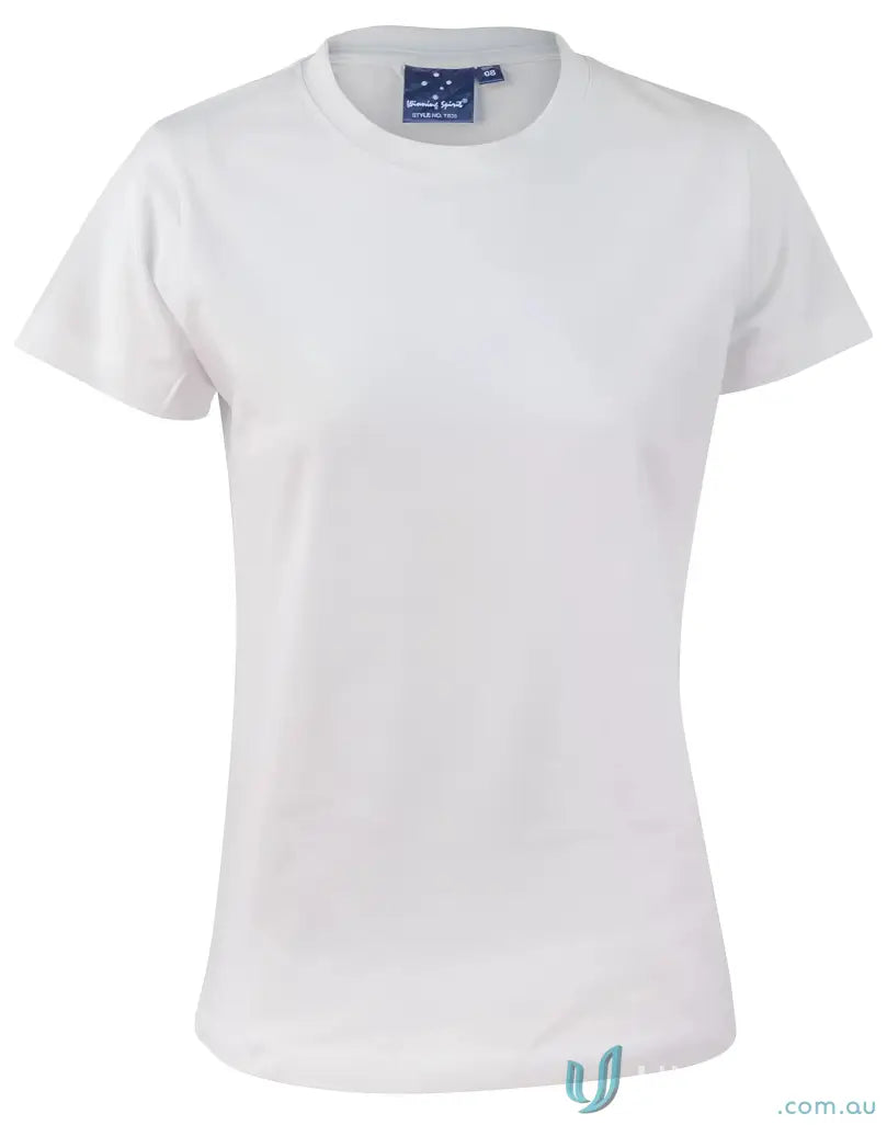White short-sleeved T-shirt from TS38 Savvy Ladies Spirit Tee collection