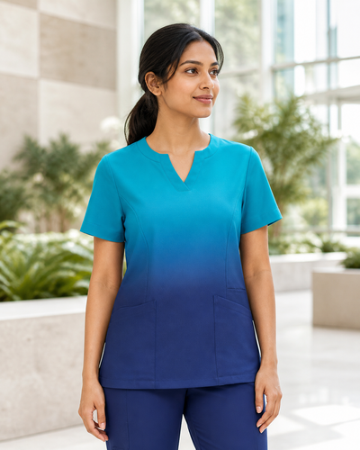 Ladies Sea Blue Ombre Print Top
