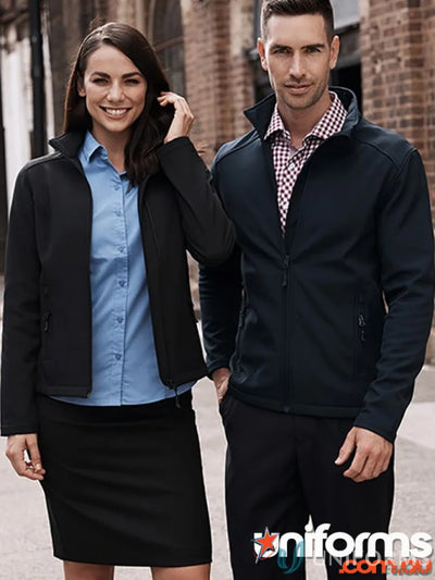 Stylish professionally dressed man and woman in Ladies Selwyn Jacket with bonded fleece