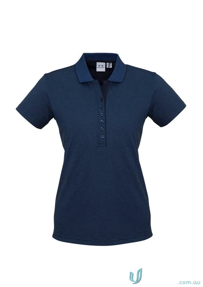 Navy blue ladies shadow polo shirt from the Ladies Shadow Polo collection, short sleeve style