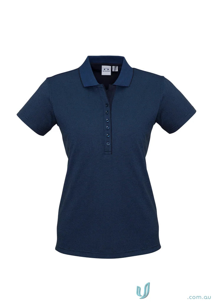 Navy blue ladies shadow polo shirt from the Ladies Shadow Polo collection, short sleeve style