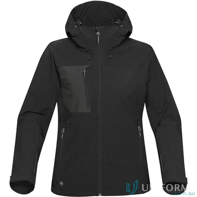 Ladies Sidewinder Shell waterproof windproof jacket with attached articulated hood and zip pockets