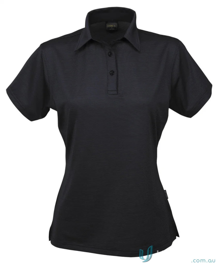 Black Ladies SilverTech Polo shirt with nano-scale silver technology and performance fabric yarn-treated for cool dry® comfort