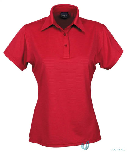 Red ladies polo shirt made with Nano-Scale Silver Technology and Cool Dry® fabric