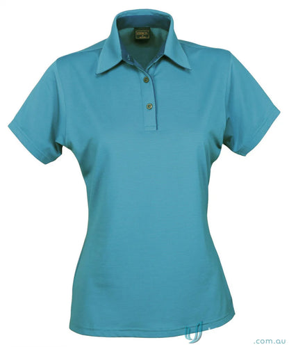 Turquoise Ladies SilverTech Polo shirt with nano-scale silver technology and performance fabric yarn-treated for cool dry® feel