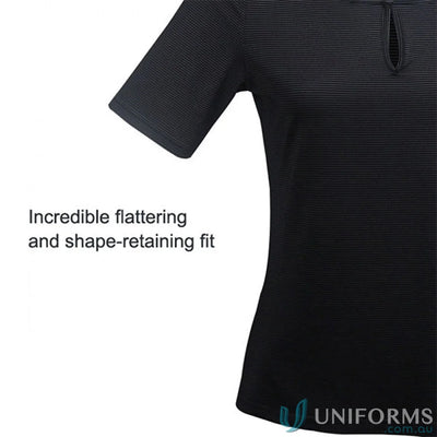 Ladies SilverTech Top black ribbed short-sleeved top perfect for cool dry® workwear uniforms