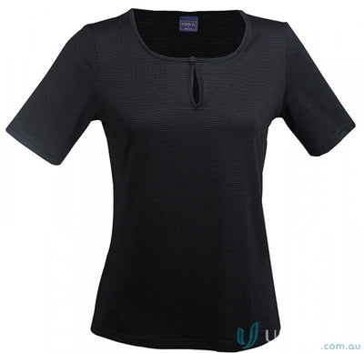 Black textured short-sleeved top from Ladies SilverTech workwear collection, cool dry® uniforms