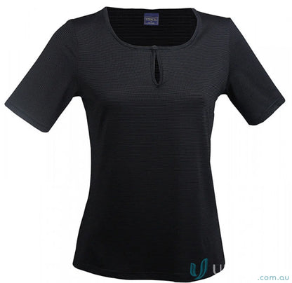 Black textured short-sleeved top from Ladies SilverTech workwear collection, cool dry® uniforms
