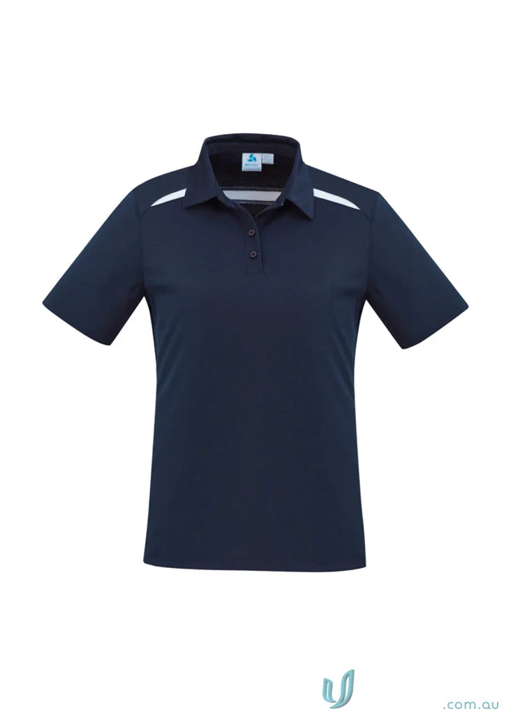 Ladies Sonar Polo in navy blue with white shoulders for a feeling fresh look