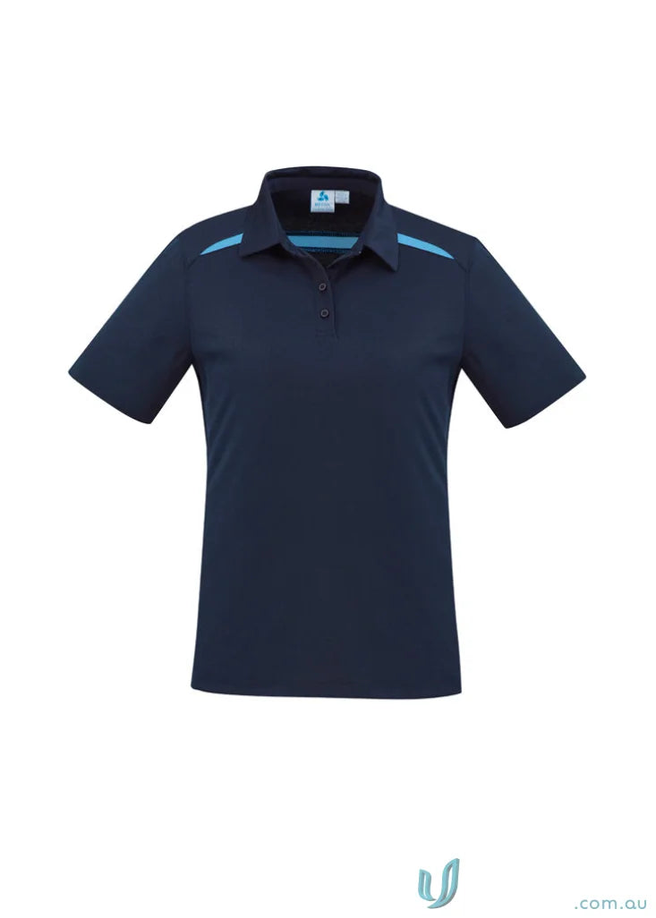 Ladies Sonar Polo in navy blue with light blue accents from Biz Collection Ladies, feeling fresh