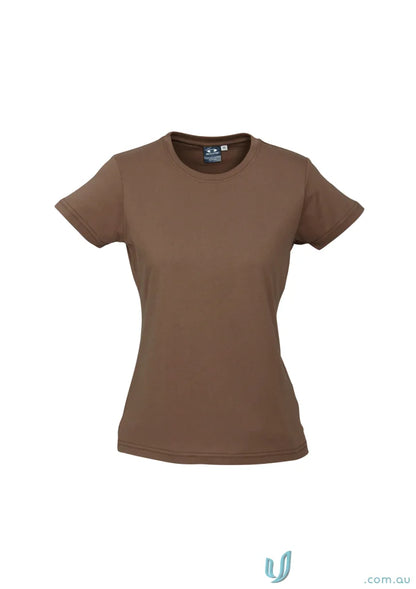 Plain brown Ladies Southport Tee from t10022 Biz Collection, ice short sleeve tee for ladies
