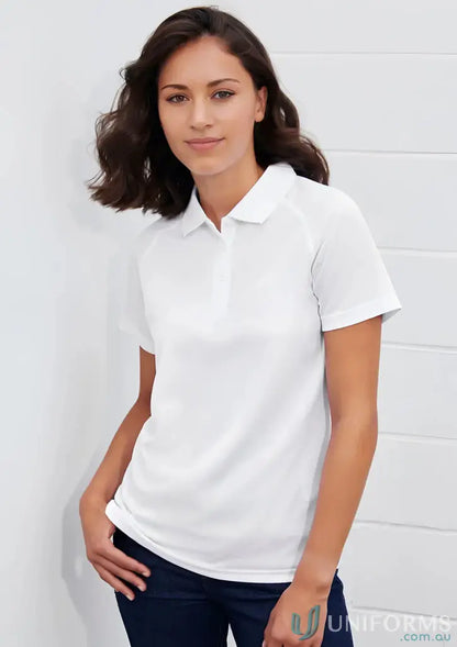 Ladies Sprint Polo from P300LS Biz Collection in tailored fit, white polo shirt