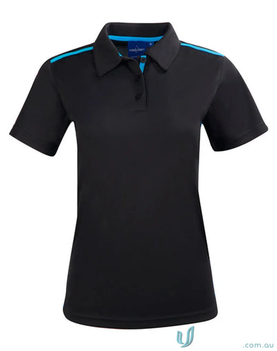 Ladies Staten Contrast Polo shirt with black and blue details for a cool look