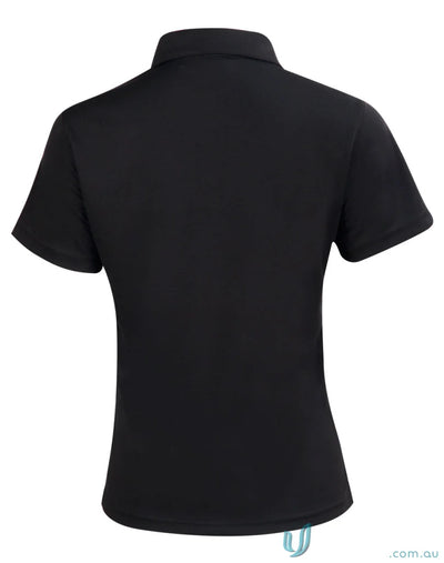 Ladies Staten contrast polo shirt in plain black with short sleeves for a cool look