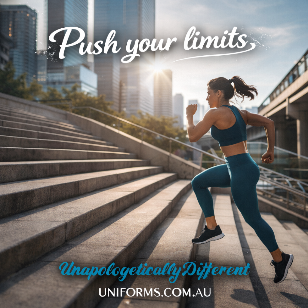 Woman in ladies Staten Rapid Cool polo runs up stairs