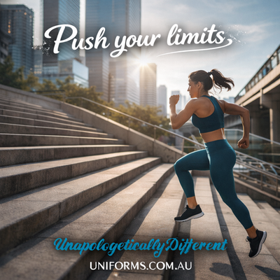 Woman in ladies Staten Rapid Cool polo runs up stairs