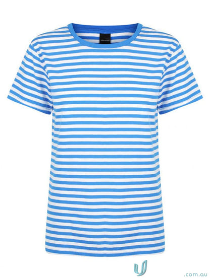 Ladies Stevie Stripe T-Shirt with blue and white stripes, perfect for uniforms or workwear