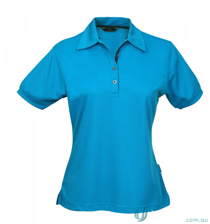 Vibrant blue Ladies SuperDry Polo shirt with short sleeves and stylish placket
