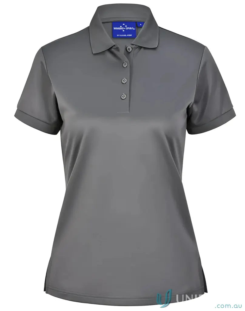 Gray women’s polo shirt from Ladies Sustainable Corporate Polo collection, perfect for ladies corporate polo style