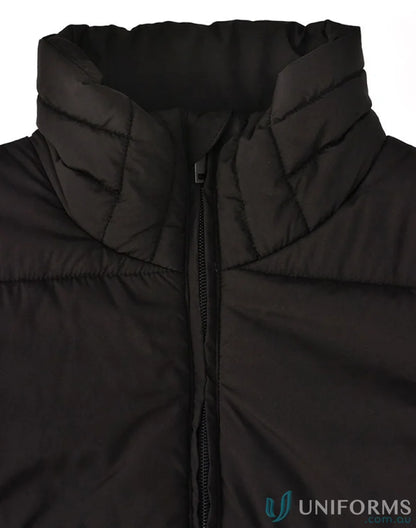 Ladies 3D cut sustainable insulated puffer vest with zipper made from recycled PET