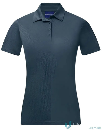 Women’s short-sleeved polo shirt in ladies sustainable jacquard knit fabric