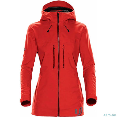 Women’s Synthesis Stormshell waterproof jacket with hood and zippered pockets for active women