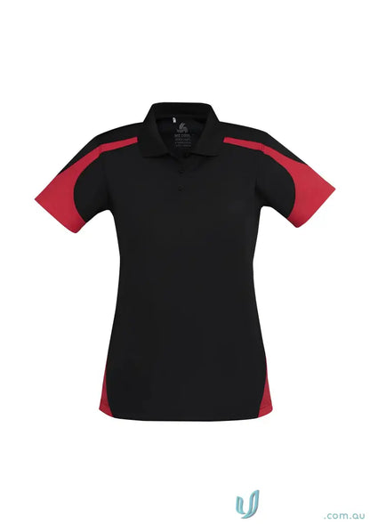 Black and red ladies Talon Polo shirt featuring biz cool™ perfect blend style
