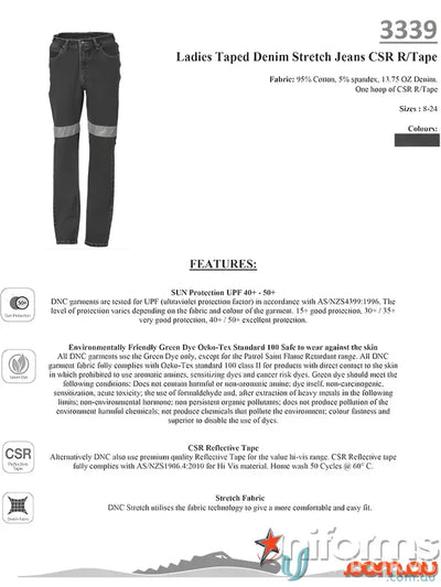 Ladies taped denim stretch jeans showing stylish and comfy denim stretch design