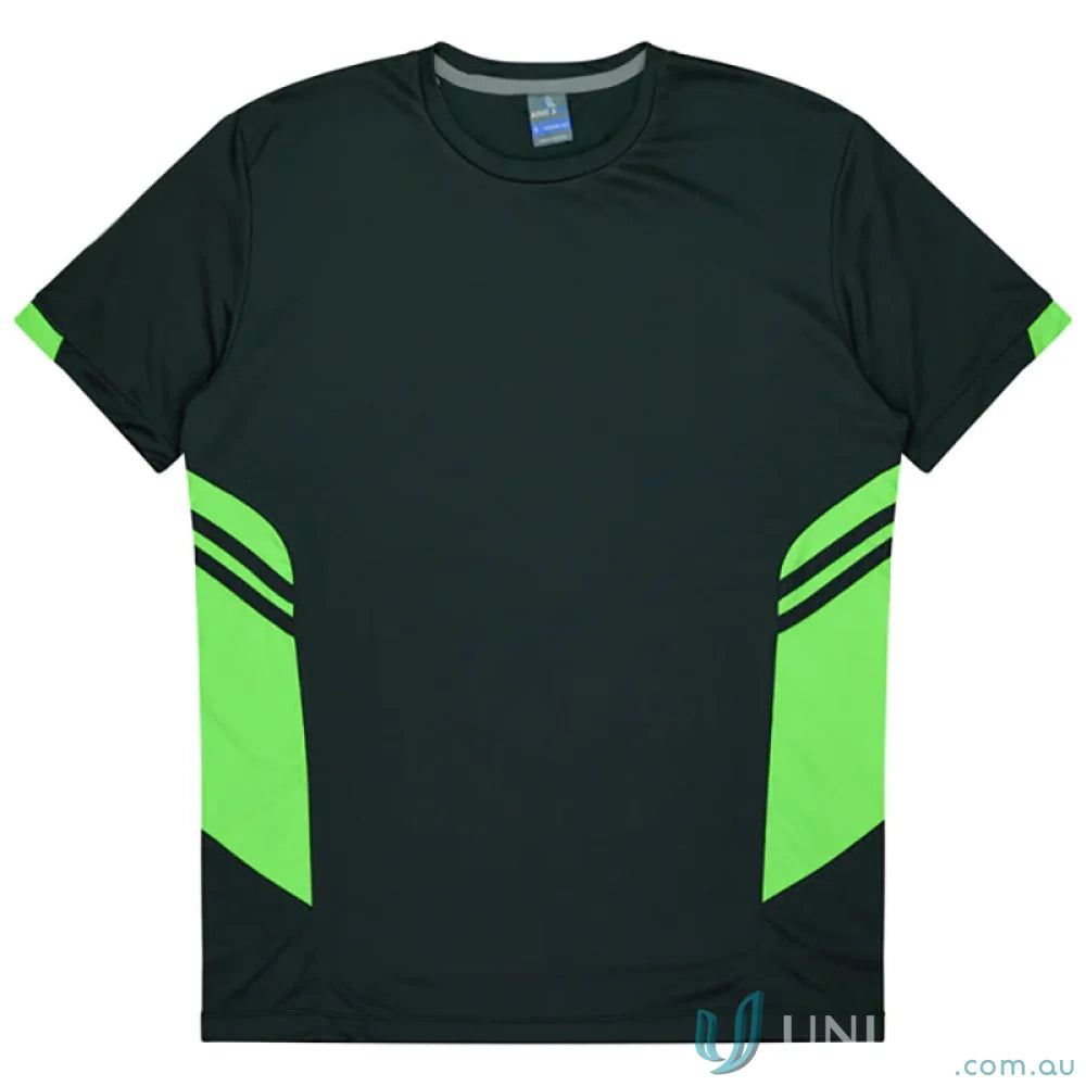 Black and green Ladies Tasman Tee athletic fabric perfect for uniforms or workwear
