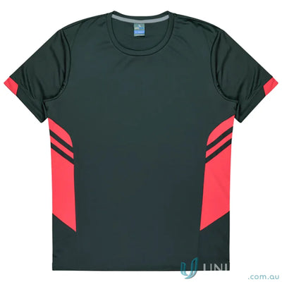 Black and red athletic T-Shirt made from comfortable fabric, perfect for uniforms or workwear
