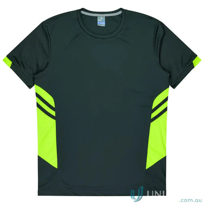 Dark gray and neon green Ladies Tasman Tee perfect for casual wear or workwear fabrics