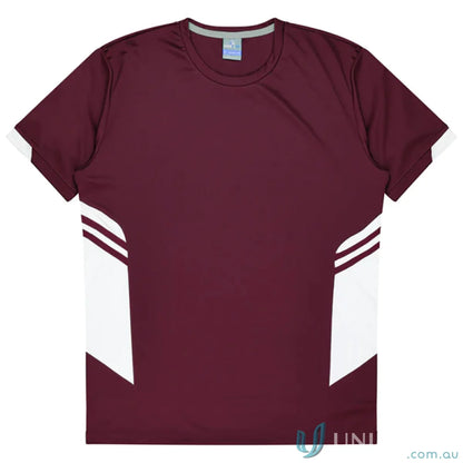Maroon and white fabric Ladies Tasman Tee perfect for uniforms or workwear