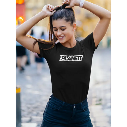 Black planet graphic ladies team tee in Australian cotton slim fit