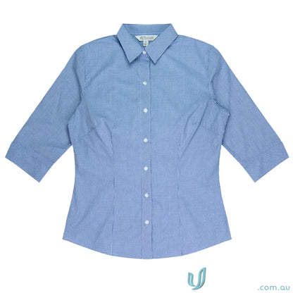Blue Ladies Toorak 3Qtr Shirt for workwear, perfect as white uniforms or casual wear