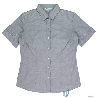 Ladies Toorak S S Shirt in checkered white workwear for uniforms or casual wear