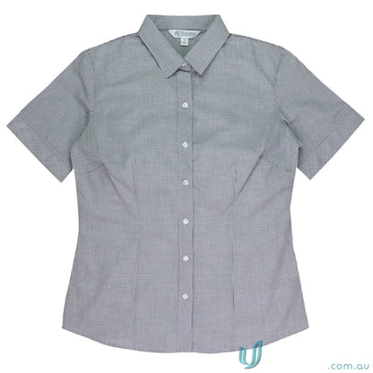 Ladies Toorak S S Shirt in checkered white workwear for uniforms or casual wear