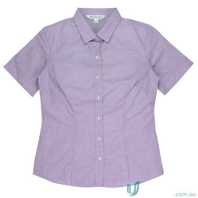 Pink and white patterned short-sleeved workwear shirt for ladies Toorak S/S Uniforms